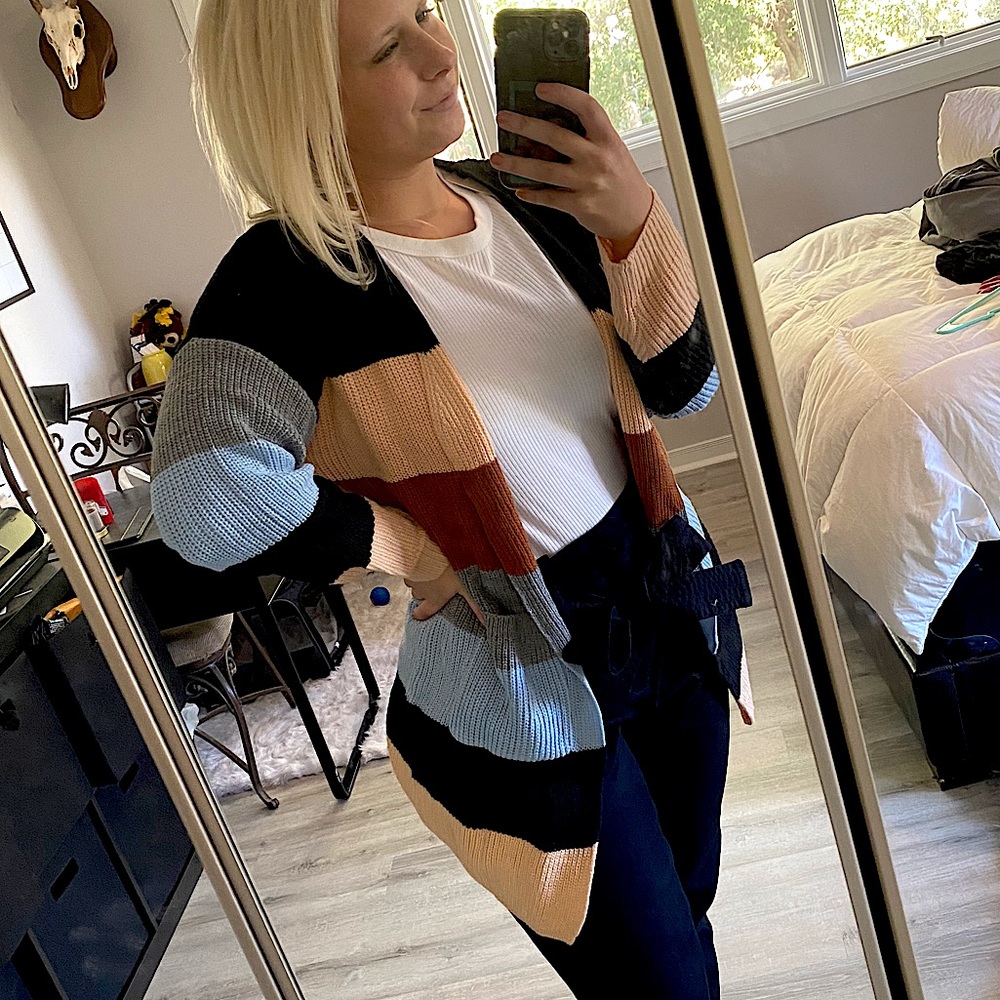 NWT Ecowish Color Block Striped Cardigan